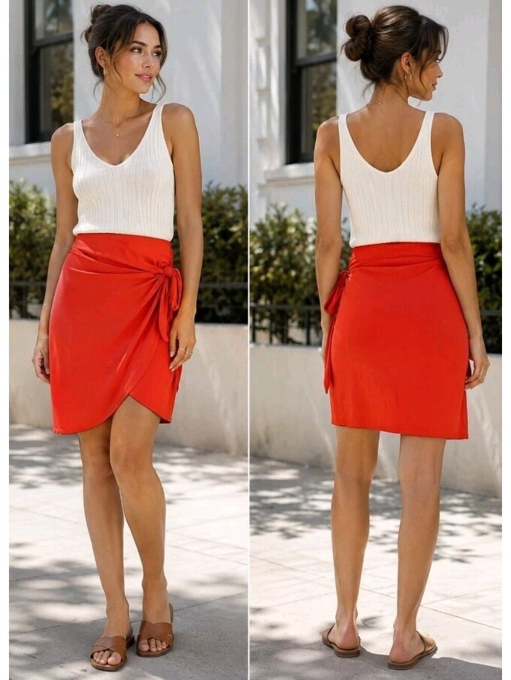 Torrid Women’s Size 1X Red Wrap Skirt Side Tie Draped Asymmetrical Hem NWT #3